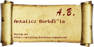 Antalicz Borbála névjegykártya
